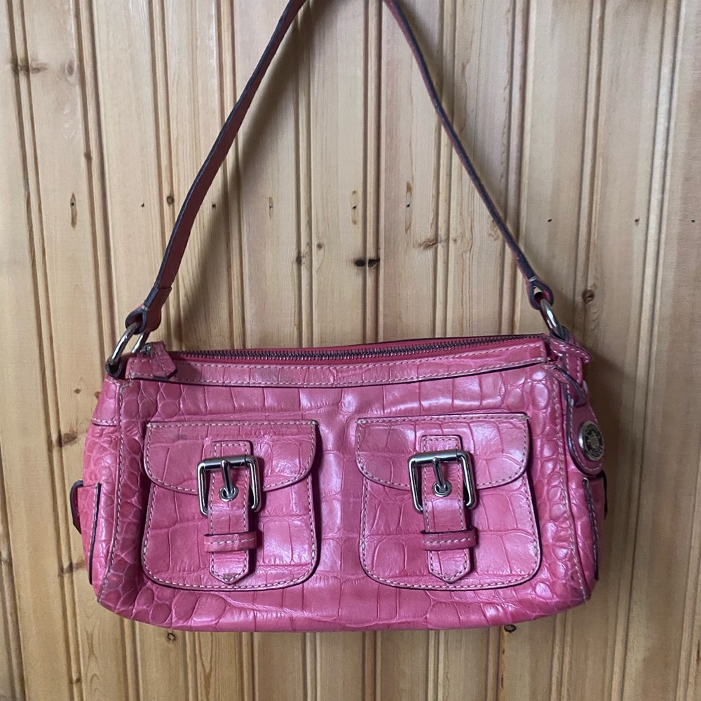 Dooney & Bourke Pink Crocodile Embossed Shoulder Bag